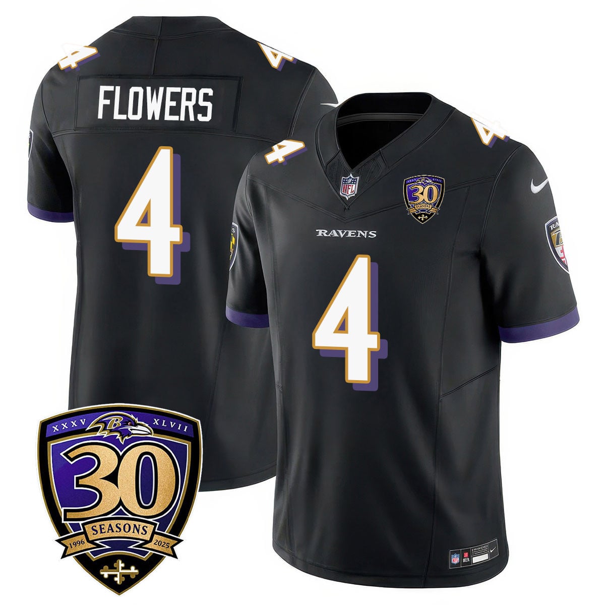 Men's Baltimore Ravens Limited 30th Season Jersey - All Stitched