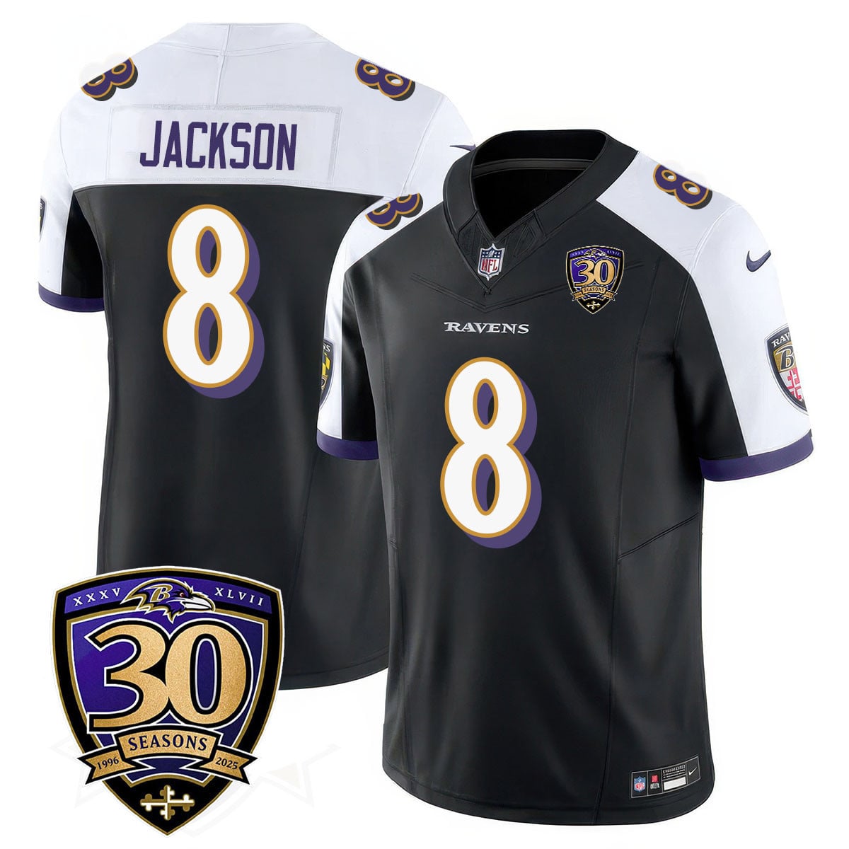 Men's Baltimore Ravens Limited 30th Season Jersey - All Stitched