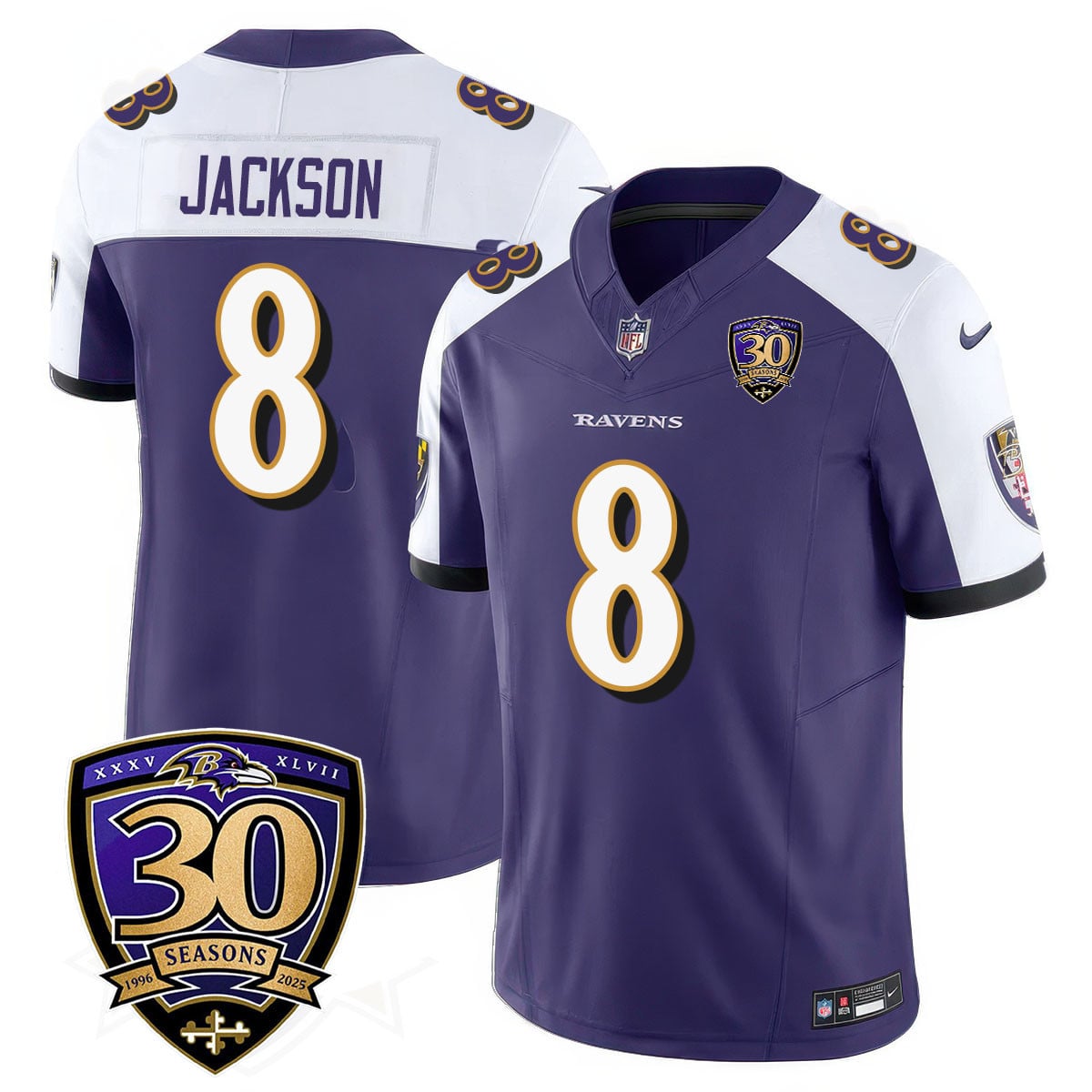 Men's Baltimore Ravens Limited 30th Season Jersey - All Stitched