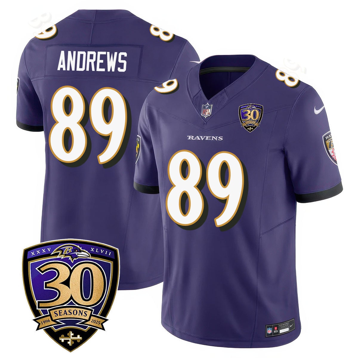Men's Baltimore Ravens Limited 30th Season Jersey - All Stitched