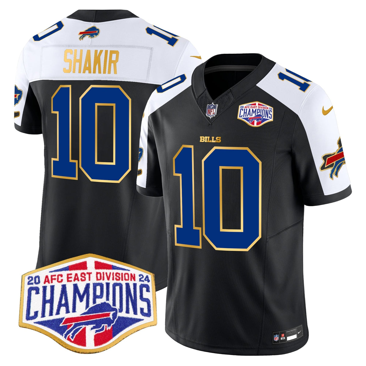 Men's Bills 2024 AFC East Division Champions Gold Trim Vapor Limited Jersey - All Stitched