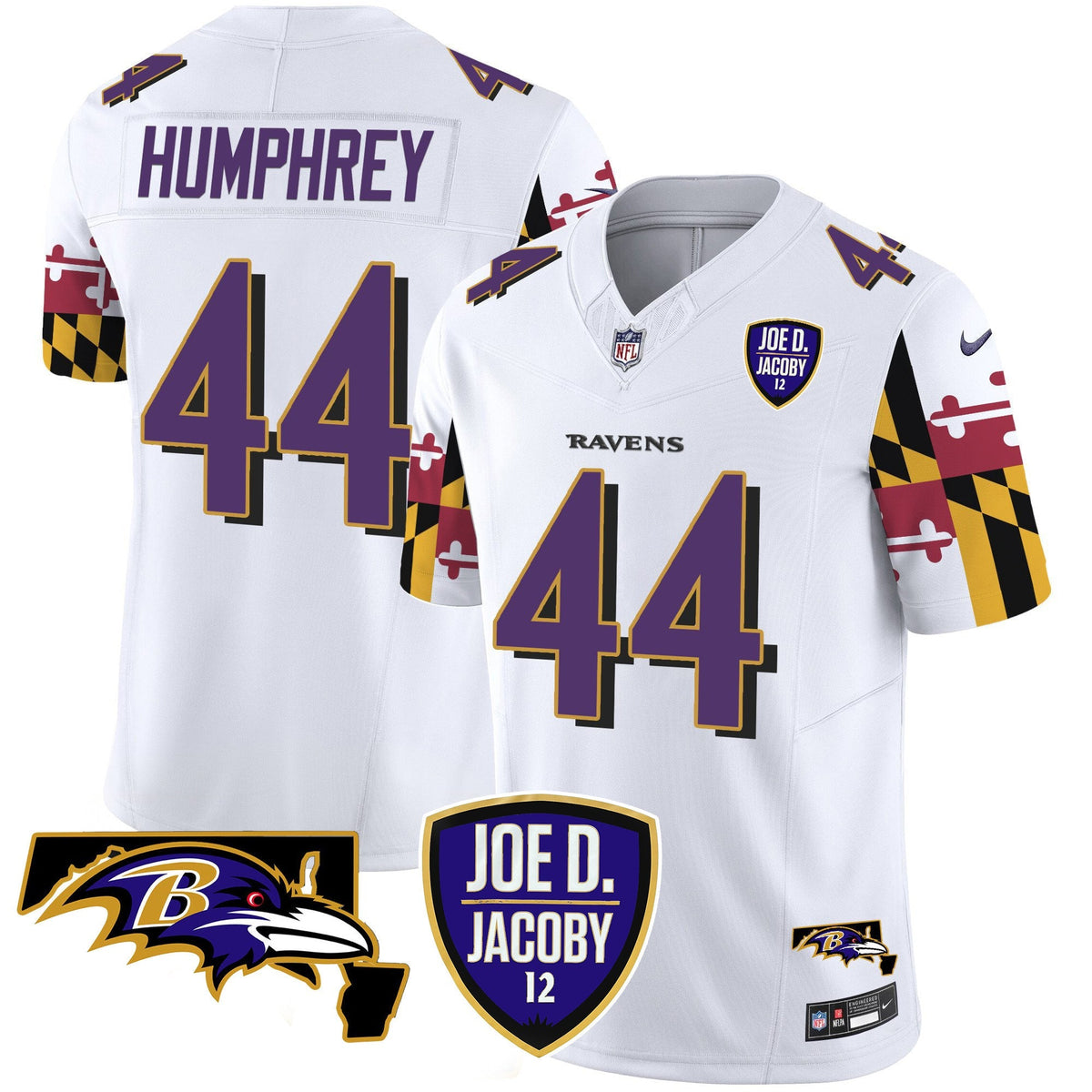 Men's Ravens Joe D & Jacoby Patch Vapor Limited Jersey V2 - All Stitched