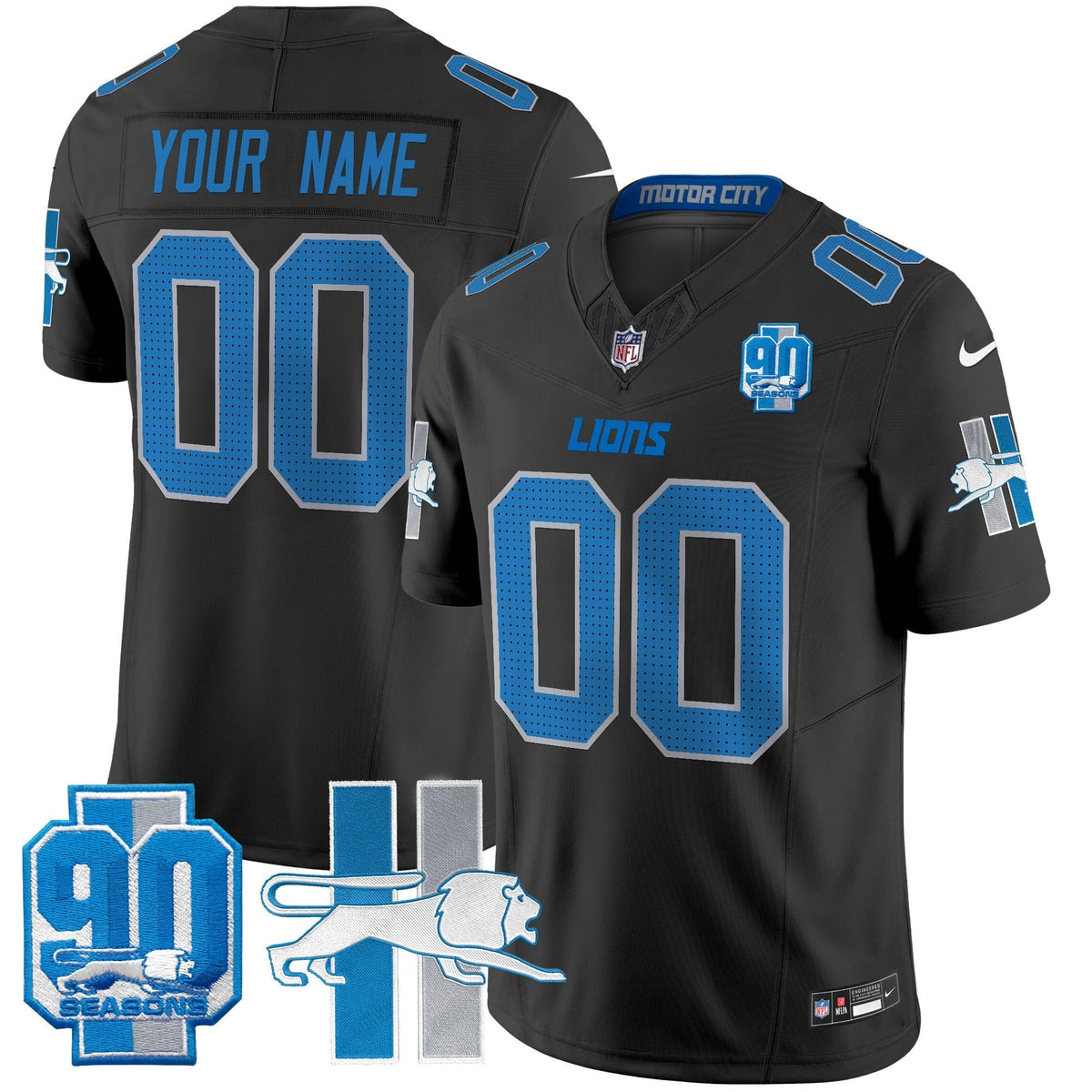 Detroit Lion 1946 Throwback Vapor Limited Custom Jersey - All Stitched