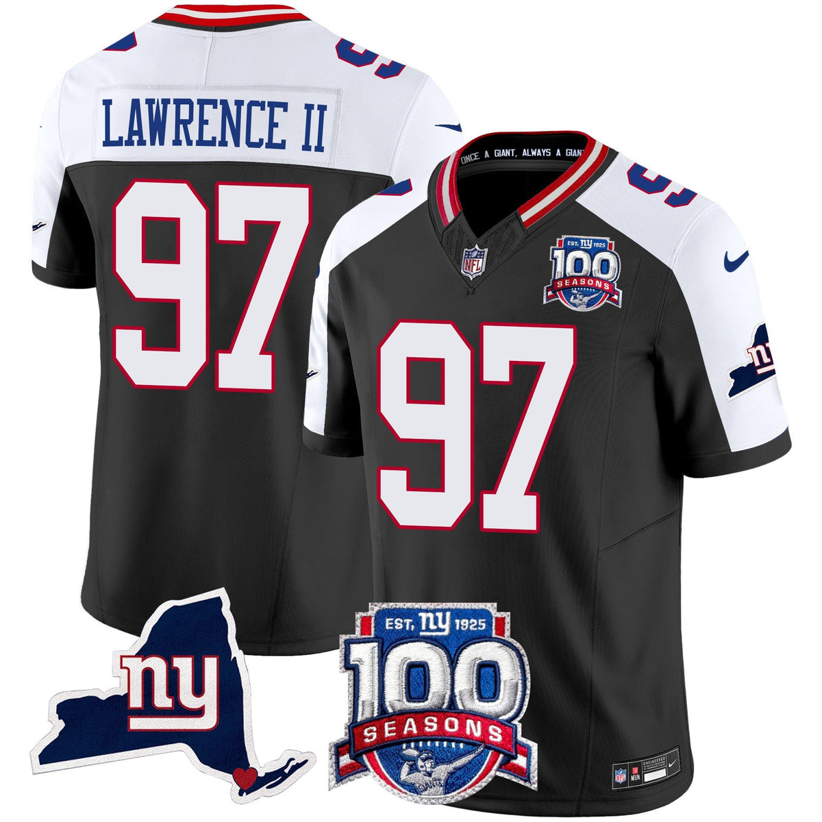 Men's New York Giants 100th Season & State Patch Vapor Limited Jersey - All Stitched