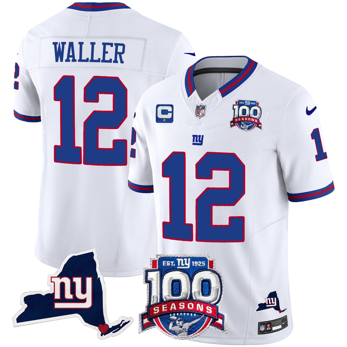 Men's New York Giants 100th Season & State Patch Vapor Limited Jersey - All Stitched