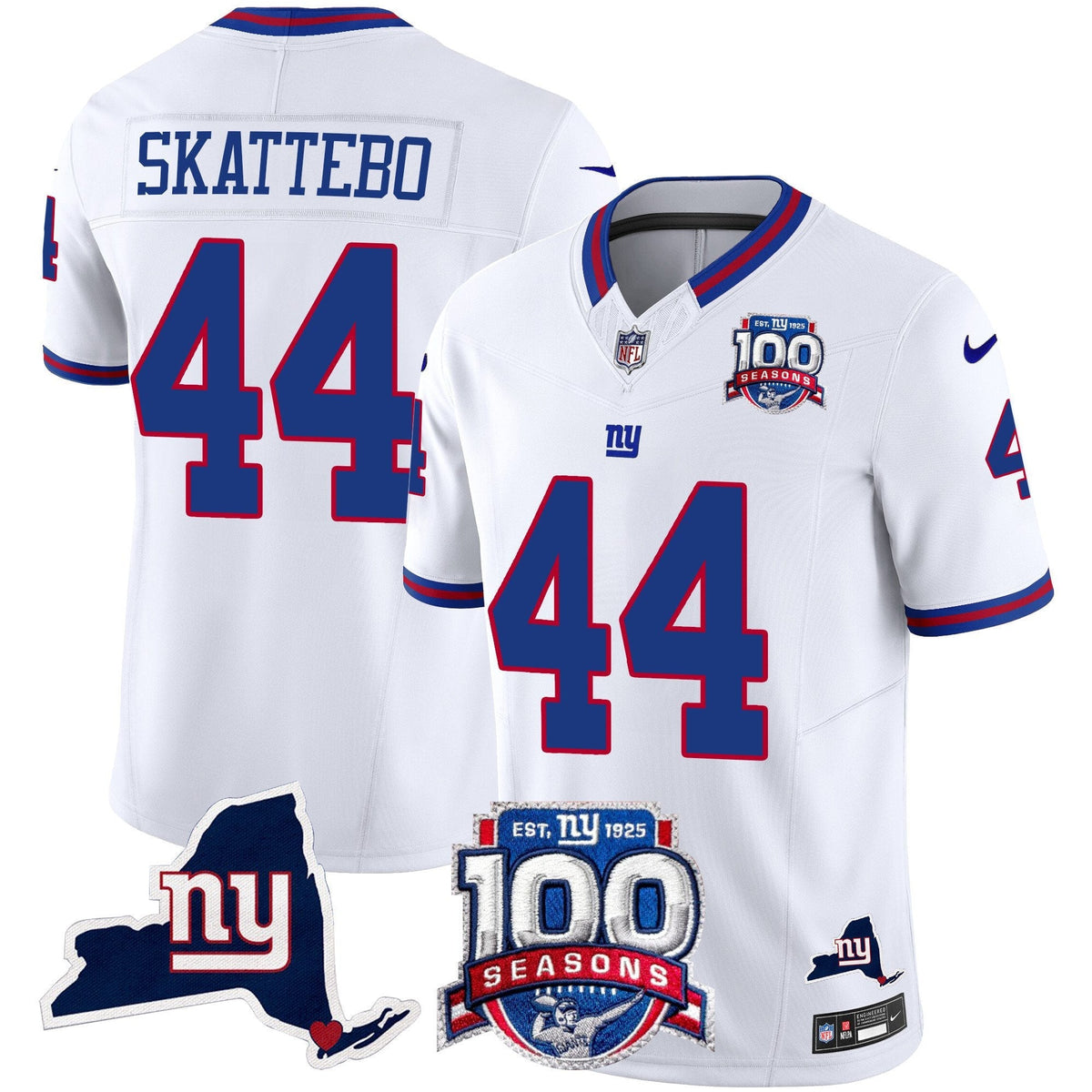 Men's New York Giants 100th Season & State Patch Vapor Limited Jersey - All Stitched
